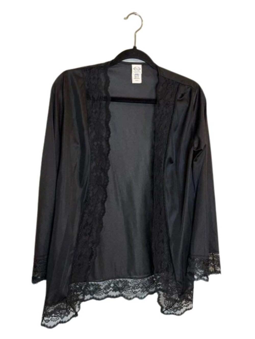 Undercover Wear Women's Robe With Lace Trim Detailing Black Size S